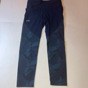 Under armor leggings, size, small, navy blue mid calf length